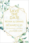 Watercolor eucalyptus wedding save the dates