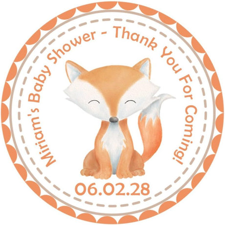 Watercolor fox baby shower sticker