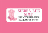 Western cowgirl boot mailing labels