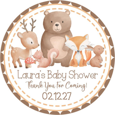 Woodland Animals Baby Shower Stickers