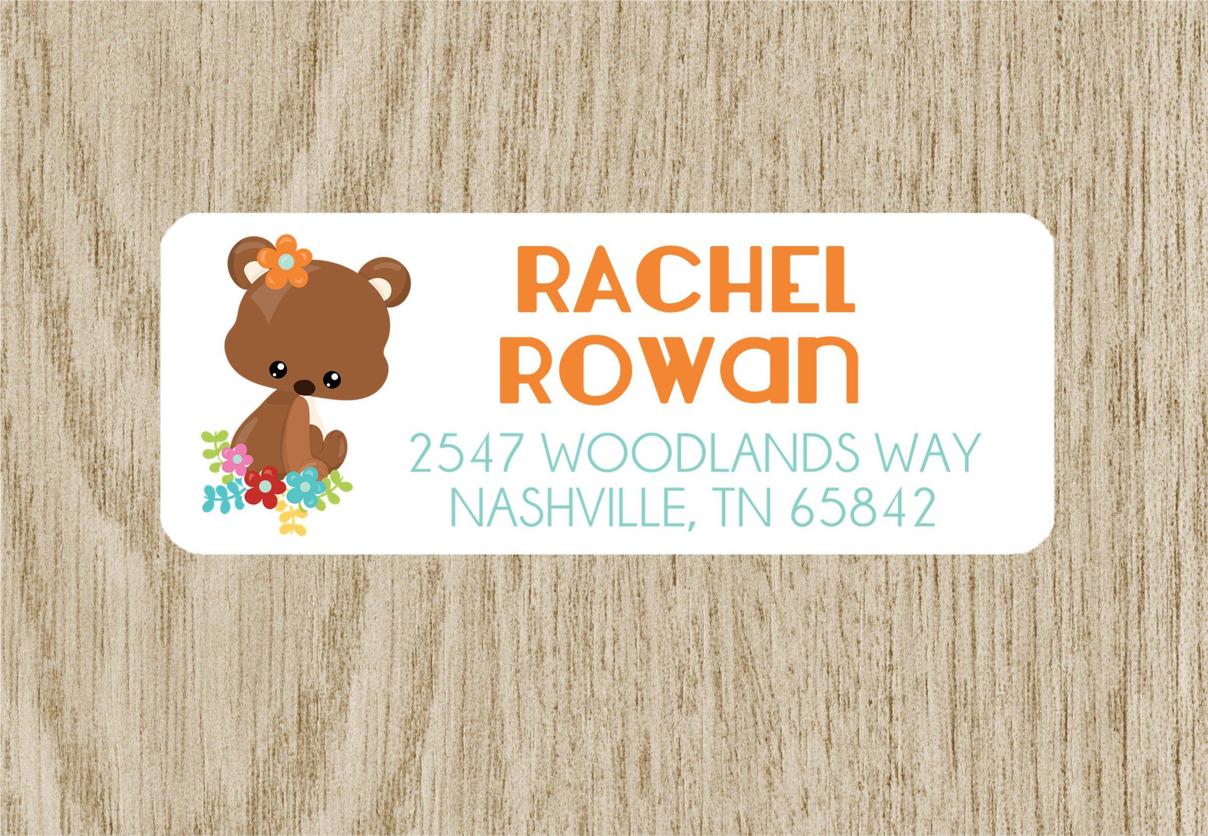 Woodlands Bear Address Labels