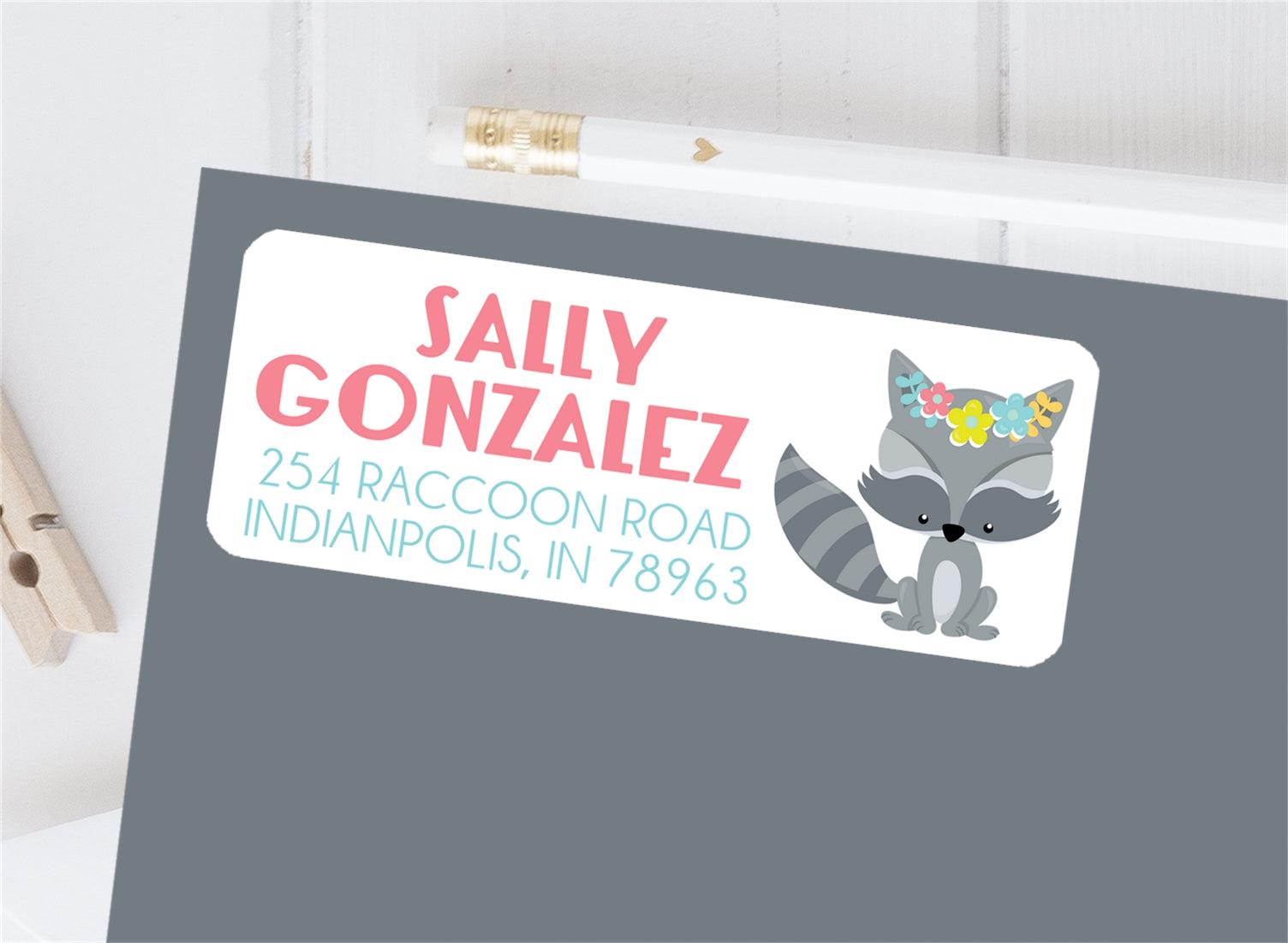 Woodlands Raccoon Address Labels