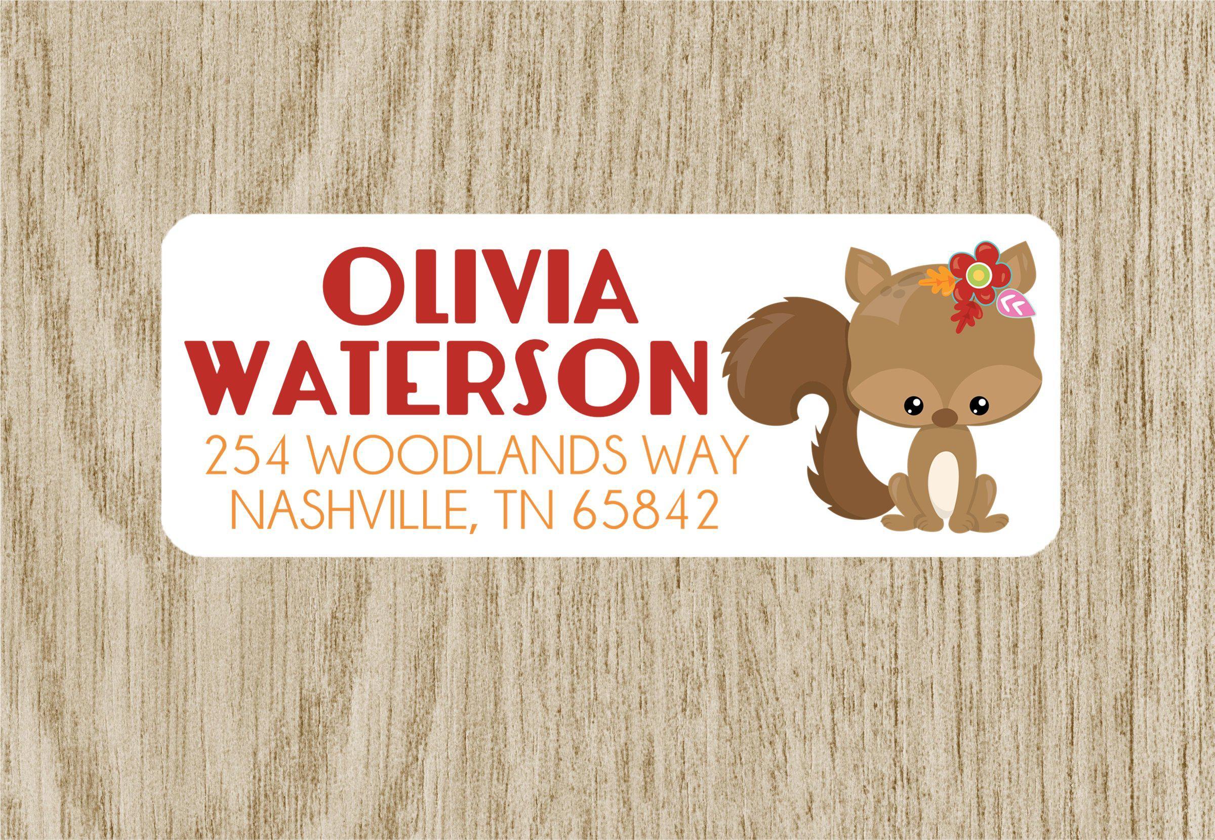 Woodlands Squirrel Address Labels