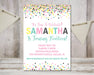 Yellow, Mint And Pink Confetti Birthday Party Invitations