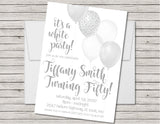 all white party invitations silver monochromatic theme