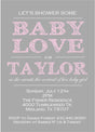 baby love baby shower invitations gray pink typography design