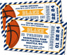 basketball birthday ticket invitations blue gold admit one theme