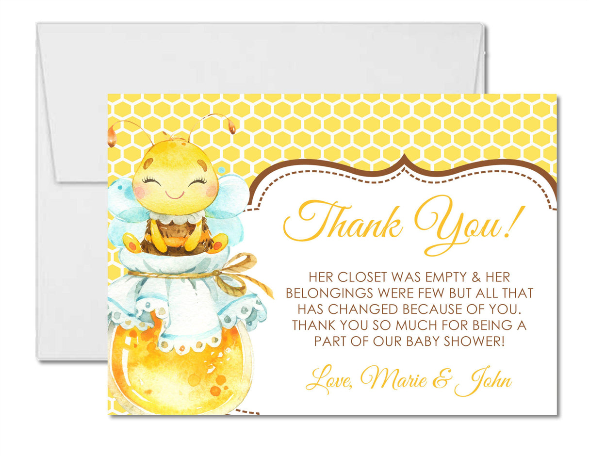 bee baby shower thank you cards sweet as can bee design