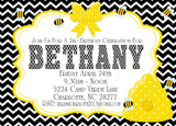 bee birthday party invitations yellow bumble bee design