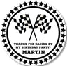 black and white racing flag birthday party sticker