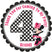 black scalloped border Minnie themed party favor label