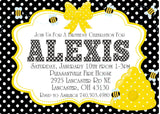 black yellow bee birthday invitations honeycomb theme