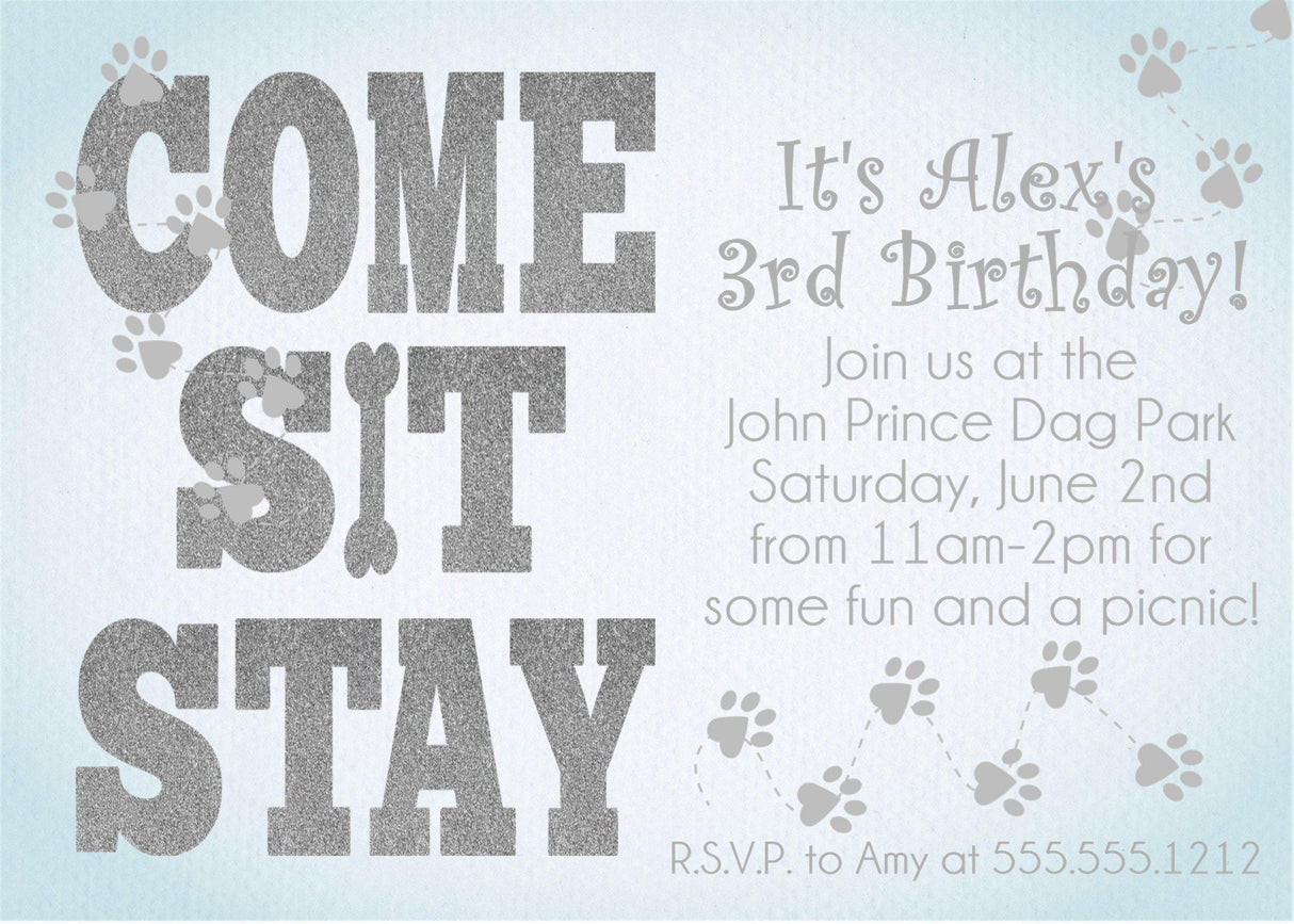 blue dog invitation cards birthday celebration style