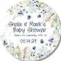 blue floral baby shower sticker with eucalyptus and cotton