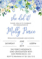 blue floral graduation party invitations botanical design