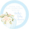 blue pumpkin baby shower sticker with floral design