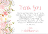blush communion thank you cards botanical flower style
