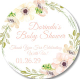 blush flower baby shower favor label