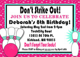 bowling birthday party invitations hot pink bowling design