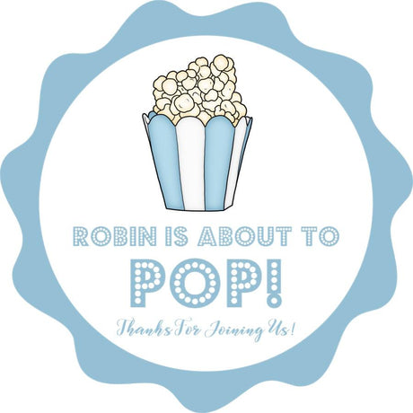 boy baby shower popcorn favor label