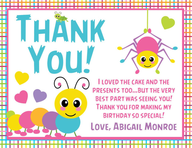 bug birthday thank you cards colorful insect party design
