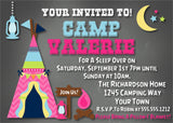 camping invitation cards sleepover birthday party style