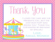 carousel birthday thank you cards whimsical pink carnival design