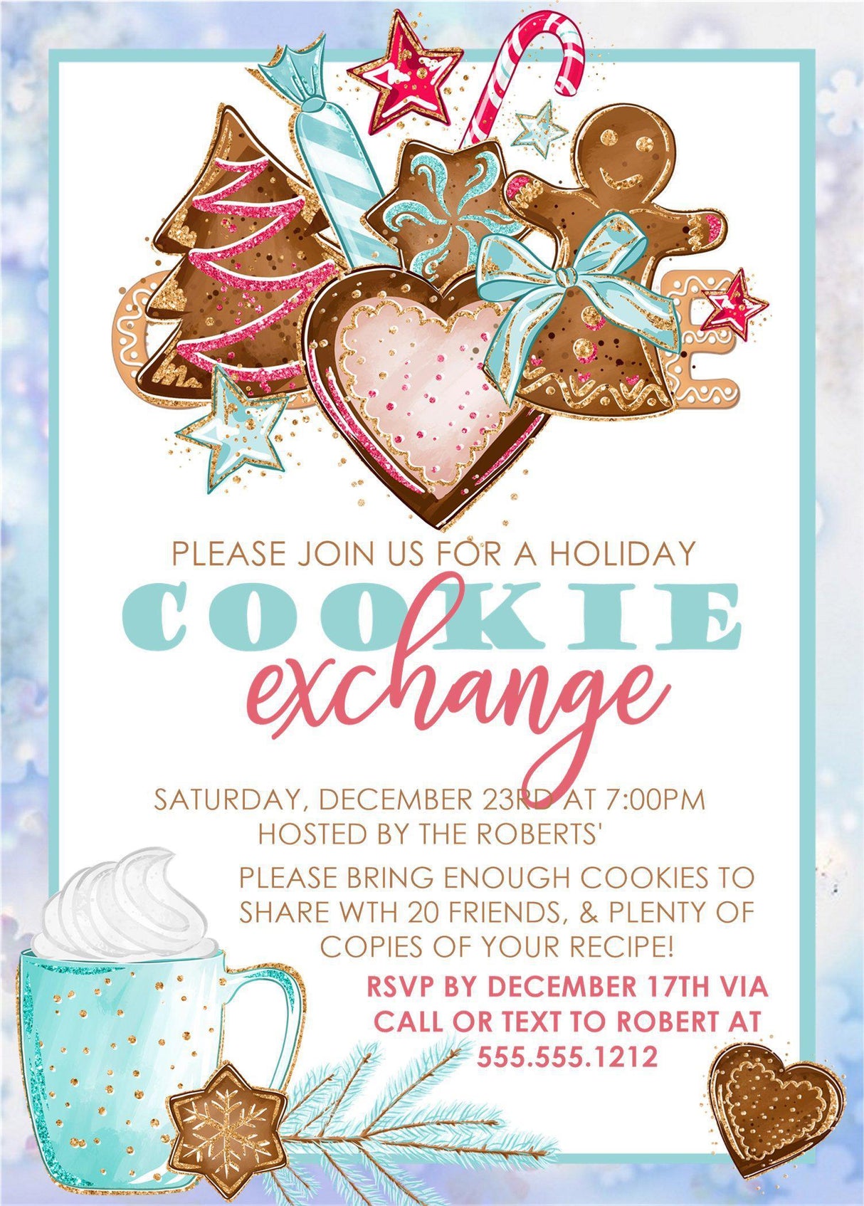 christmas cookie exchange invitations holiday baking design