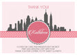 city skyline birthday thank you cards trendy pink party design