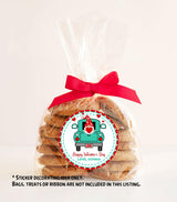 classroom gnome favor sticker teal and red