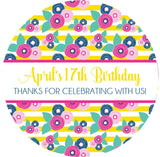 colorful floral birthday sticker design