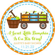 colorful pumpkin wagon baby shower sticker