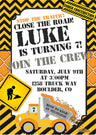 construction birthday party invitations dump truck design