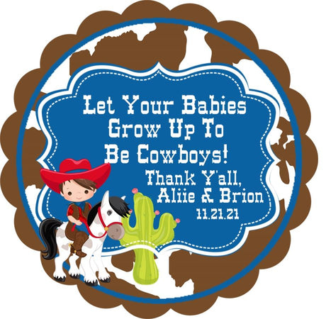 cowboy baby shower sticker design