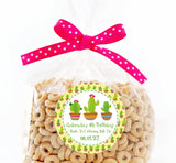 cute cactus pot themed birthday sticker