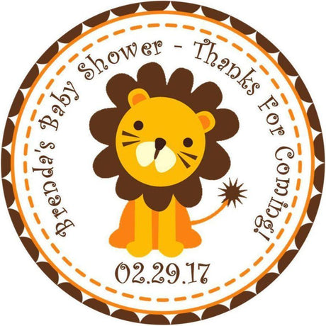 cute lion baby shower favor label