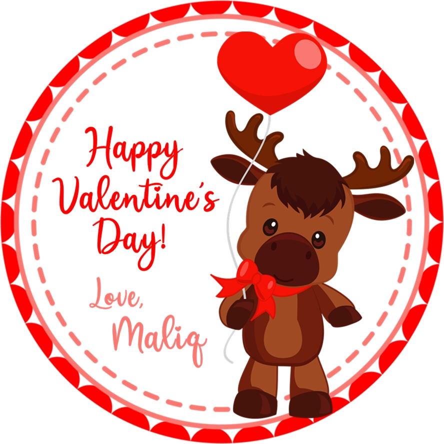 cute moose classroom valentine label