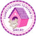 cute pink purple dog themed birthday sticker