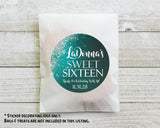 deep teal ombre sweet 16 sticker for favors