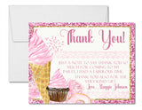 dessert birthday thank you cards girls sweets party style