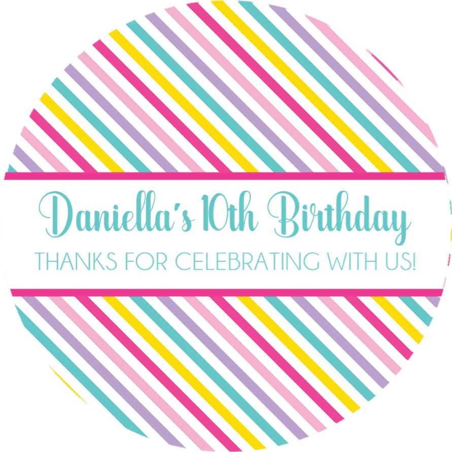 diagonal pastel rainbow party label