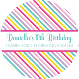 diagonal pastel rainbow party label