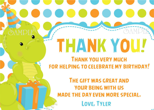 dinosaur birthday thank you cards colorful cartoon party design