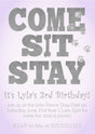 dog birthday party invitations lavender purple puppy design