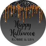 elegant halloween favor label featuring modern typography and sparkle details