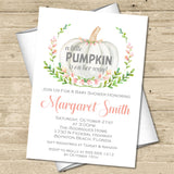 fall pumpkin baby shower invitations watercolor greenery theme