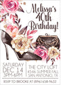 fashion birthday party invitations floral high heel design