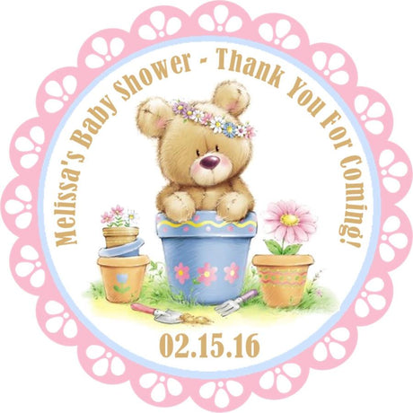 garden theme baby shower favor label
