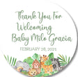 gender neutral safari animal baby shower sticker design
