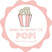 girl baby shower favor label with popcorn illustration